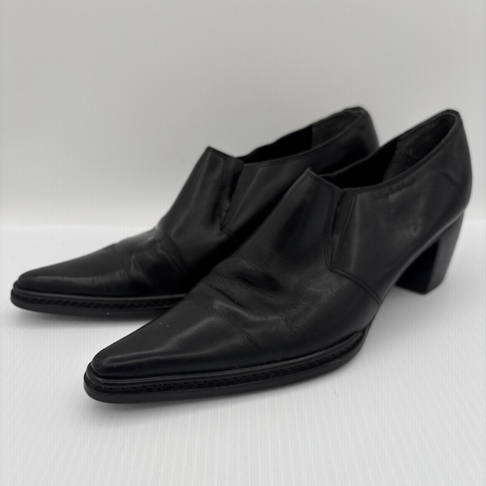 Harley-Davidson Black Leather Slip-On Oxford Dress Shoes Pointed Toe 8M